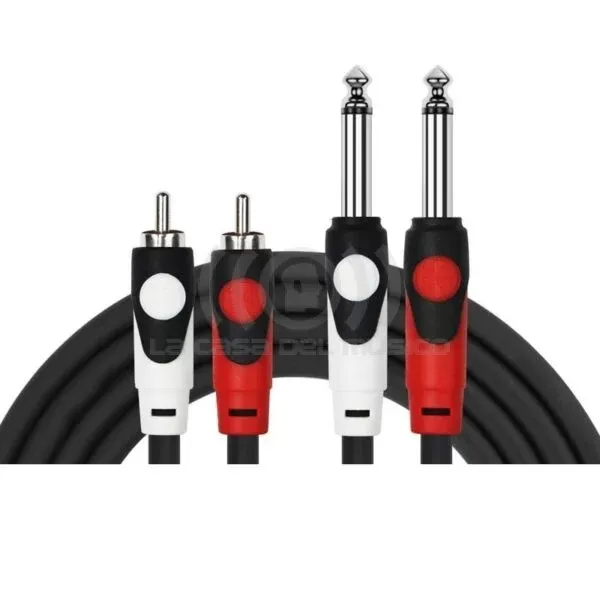 CABLE 2 PLUG 6,3 A 2 RCA 3MTS KIRLIN LGA-404-3M/BK